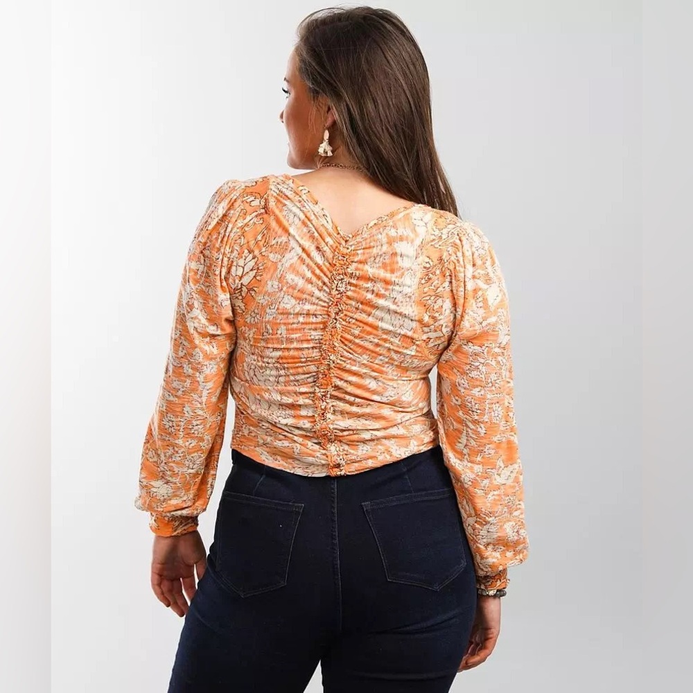 Free People Floral Say The Word Asymmetrical Ruched Top - Picture 8 of 8